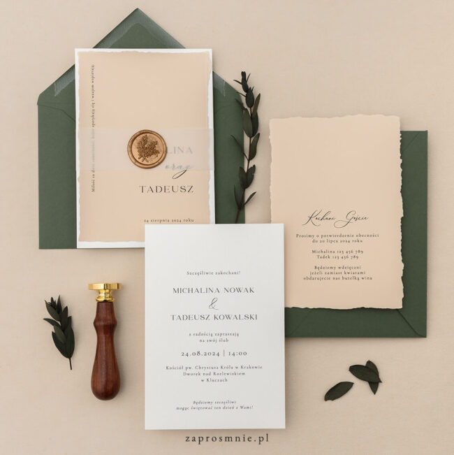 Zaproszenie ślubne minimalistyczne, klasyczne, eleganckie