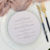 Menu okrągłe z winietką i lakiem, menu okrągłe, menu na talerz okrągłe, menu na ślub, na wesele, menu minimalistyczne