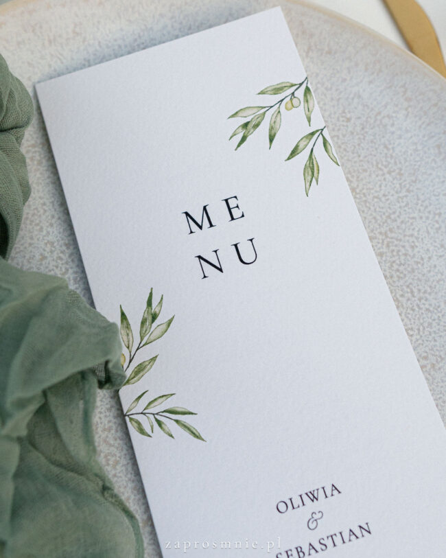 Menu delikatne rozkładane, menu na ślub, na wesele, boho, menu wiosenne, menu minimalistyczne